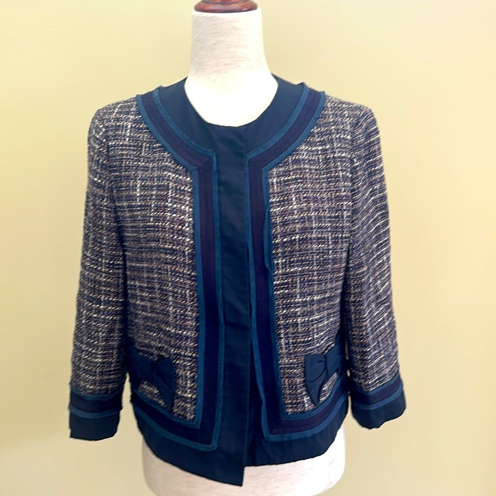 Elegant Tweed Jacket with Bow Accents